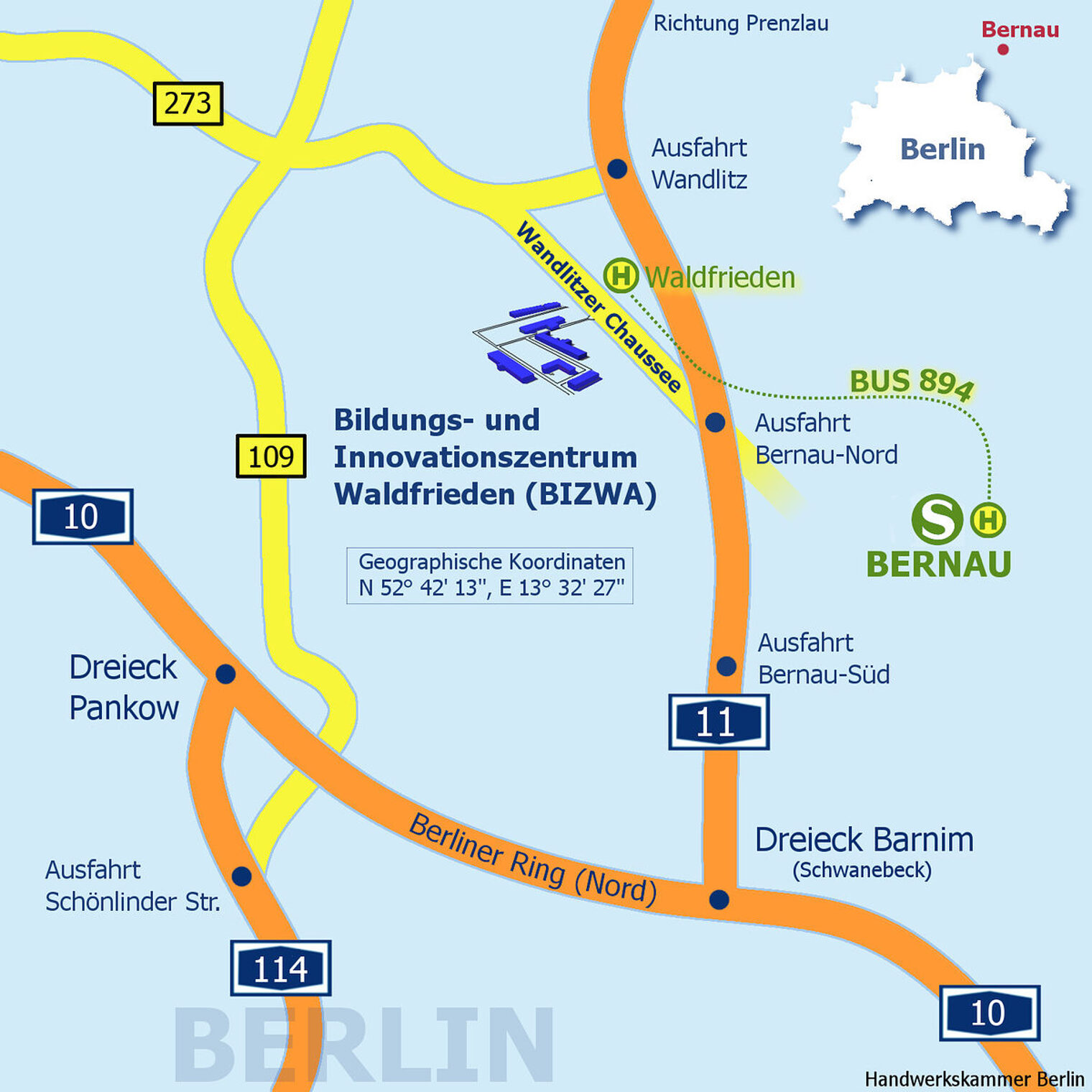 BIZWA, Bernau, Anfahrt, Map, Karte